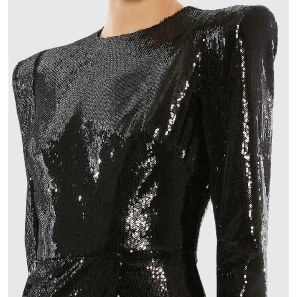 Mac Duggal Ieena Black Size 12 Sequin Structure Faux Blazer Mini Dress 26724 NWT - Picture 4 of 16